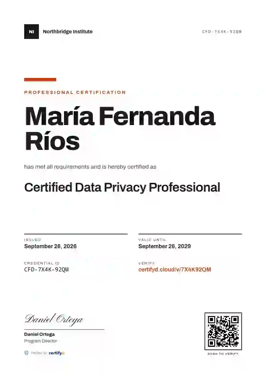 Atelier professional certification certificate template