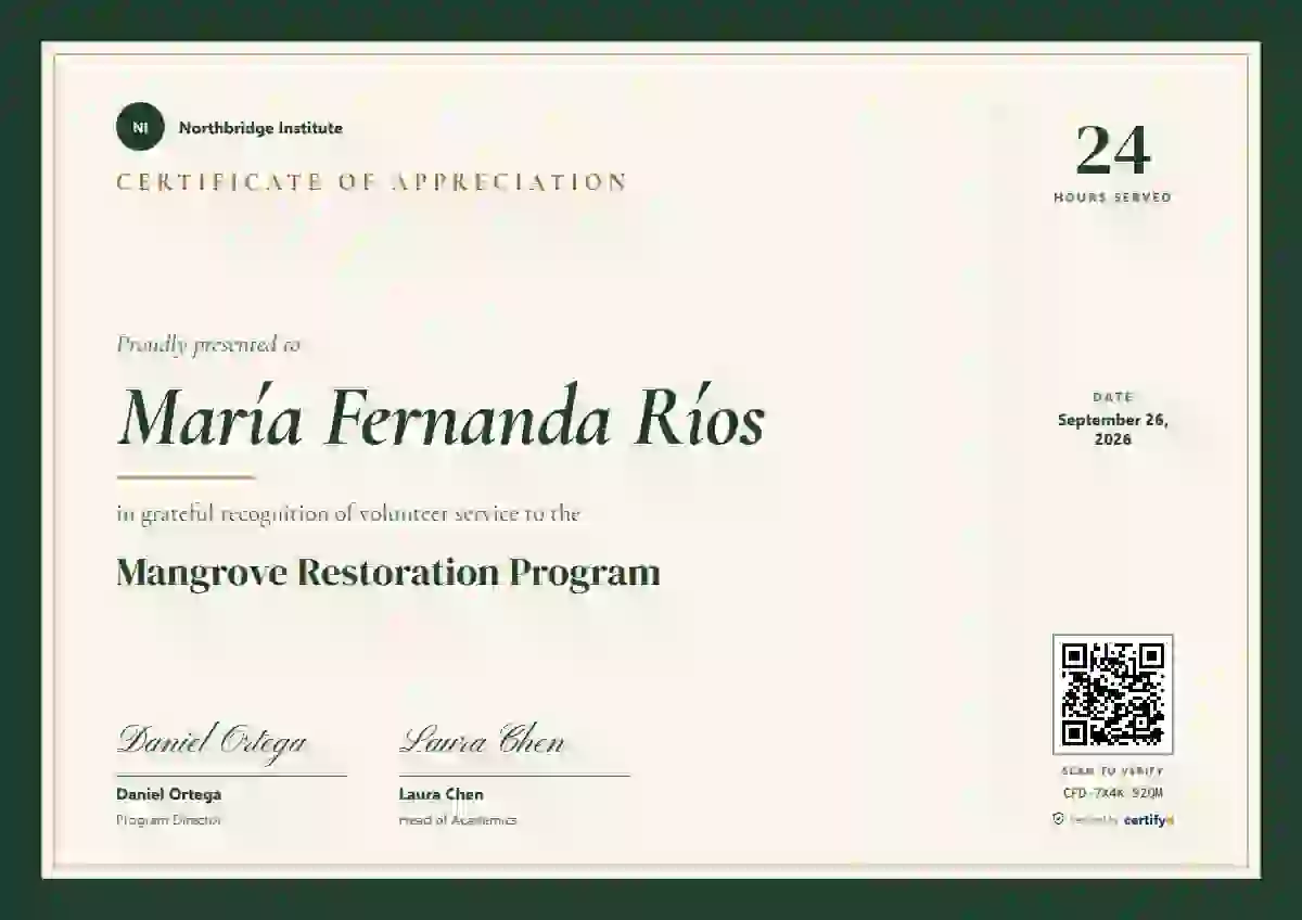 Evergreen volunteer appreciation certificate template