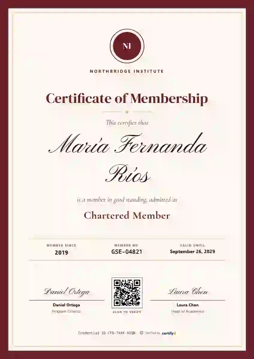 Charter membership certificate template