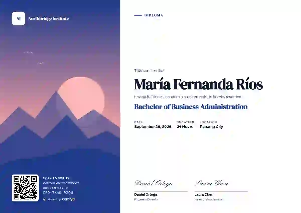 Duotone Navy Coral Dmserif Archivo academic diploma certificate template