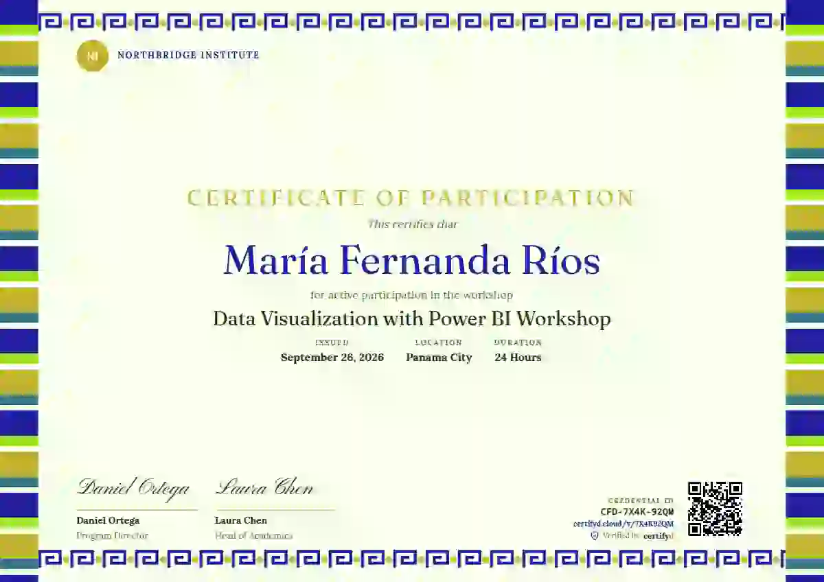 Plantilla de certificado Greca Folk Ultramarine No Sun de webinar y taller