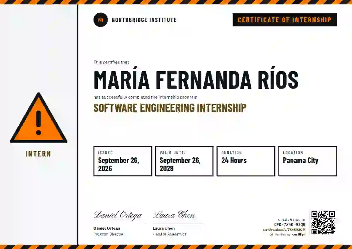 Plantilla de certificado Safety Card Marigold Thin Stripes de pasantía