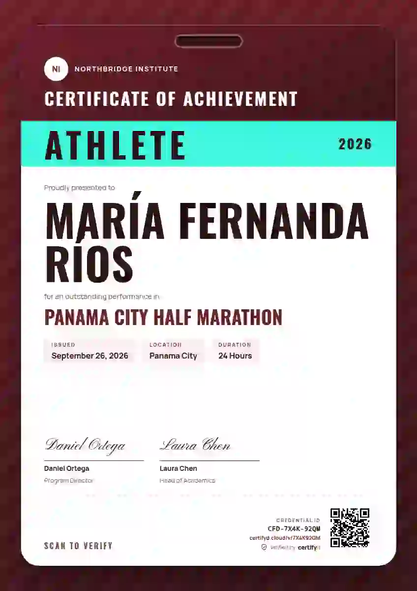 Plantilla de certificado Speaker Pass Ruby Narrow Margin de deportes