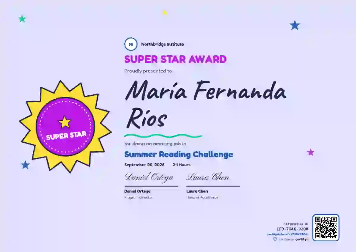Plantilla de certificado Kids Achievement Orchid No Wave de escuela y niños