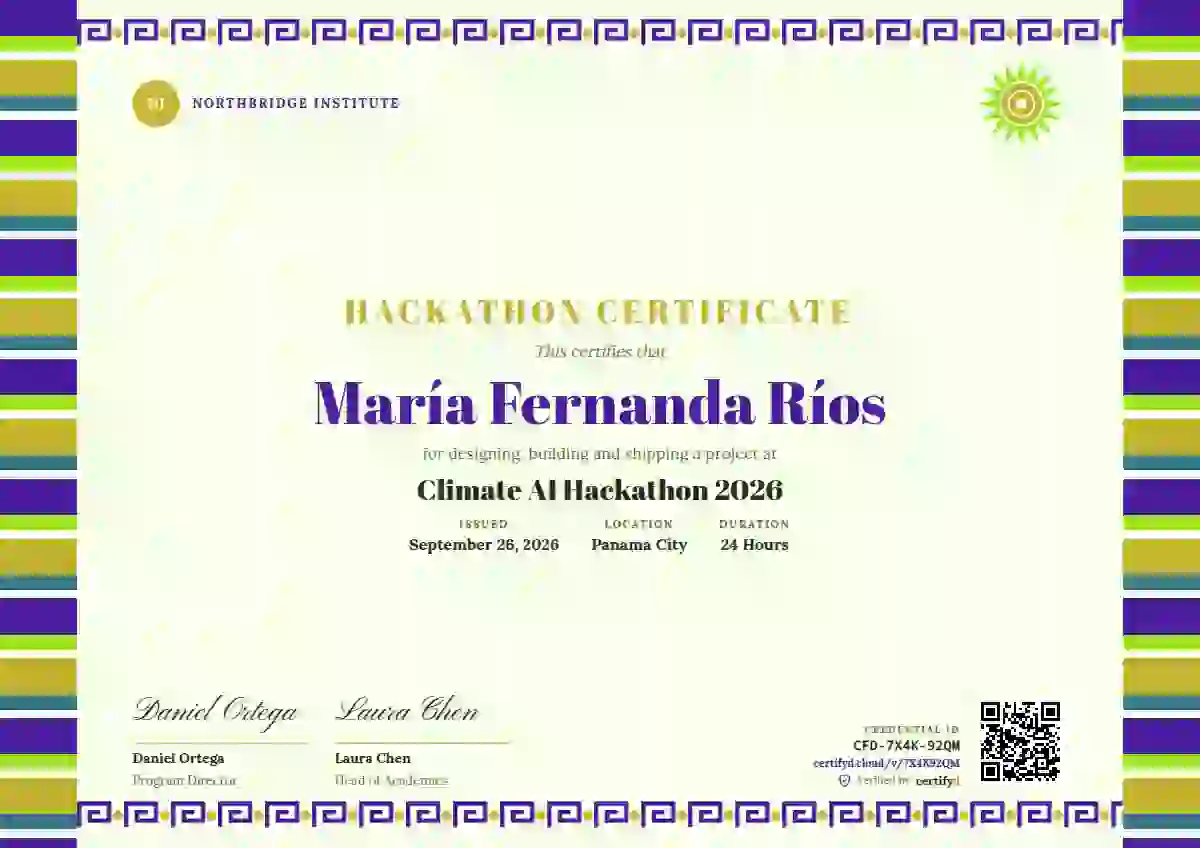 Plantilla de certificado Greca Folk Violet Wide Stripe de hackatón