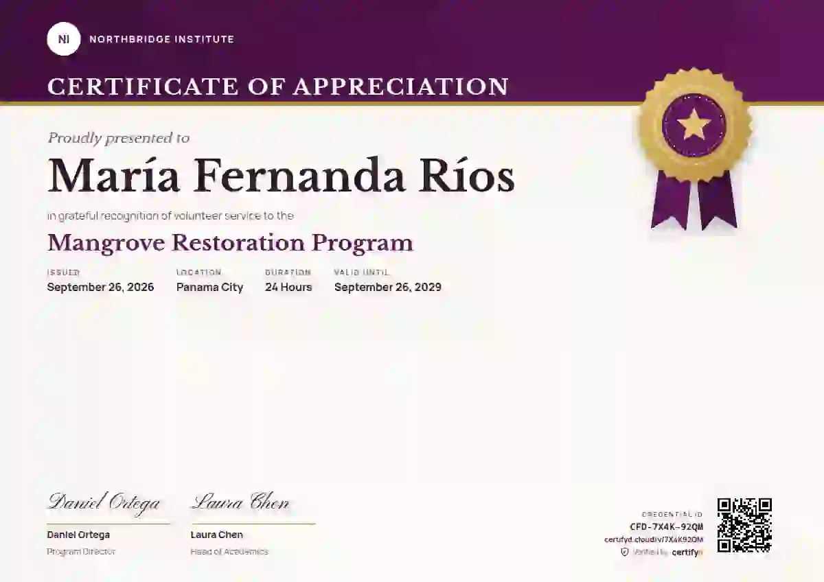 Seal Masthead Fuchsia Short Band volunteer appreciation certificate template