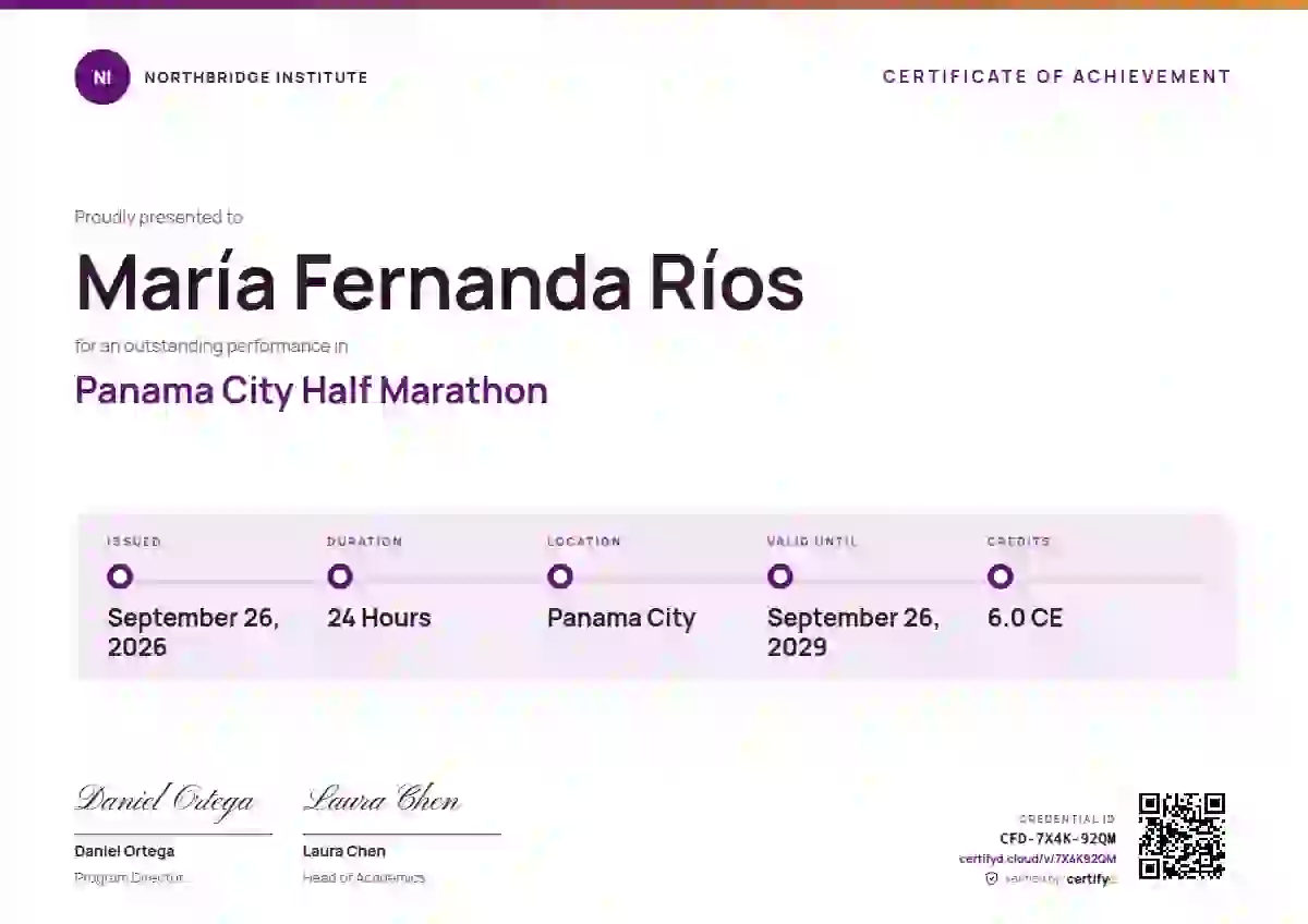 Training Timeline Orchid Thin Bar sports certificate template