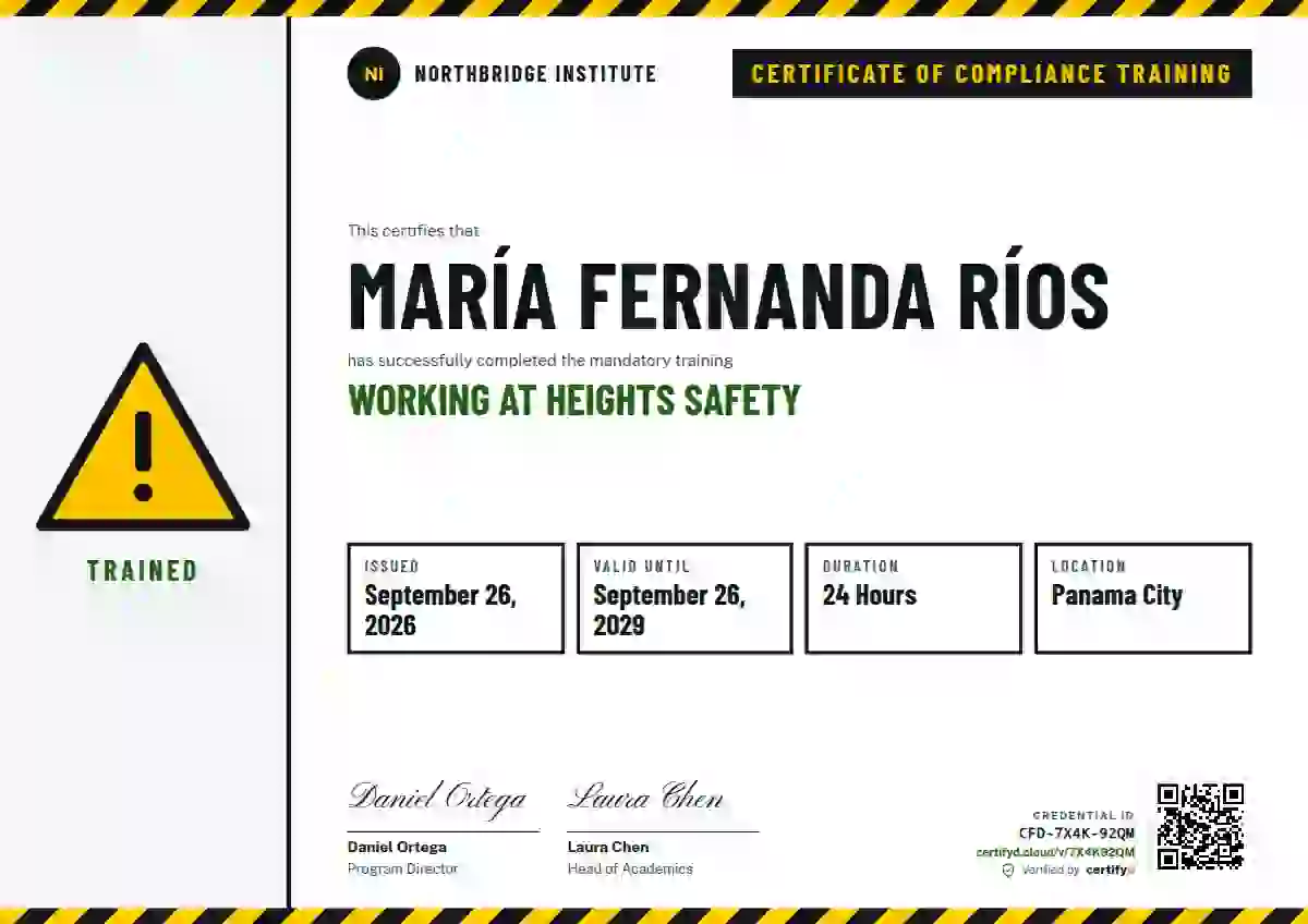 Safety Card Fern Thin Stripes compliance and safety certificate template