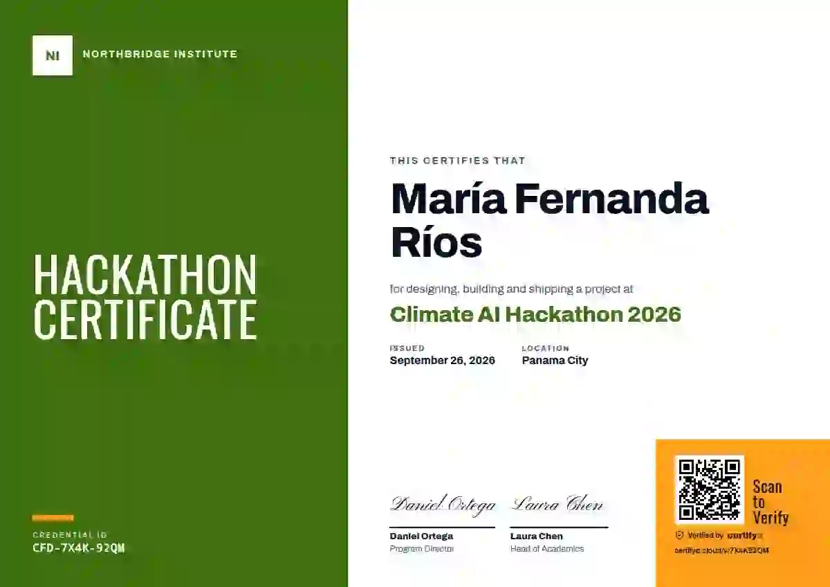 Color Block Fern No Year hackathon certificate template