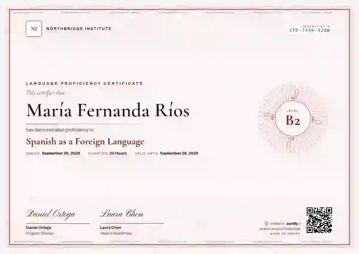 Guilloche Burgundy language proficiency certificate template