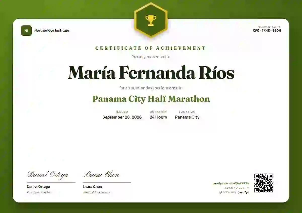 Plantilla de certificado Icon Badge Lime No Halo de deportes