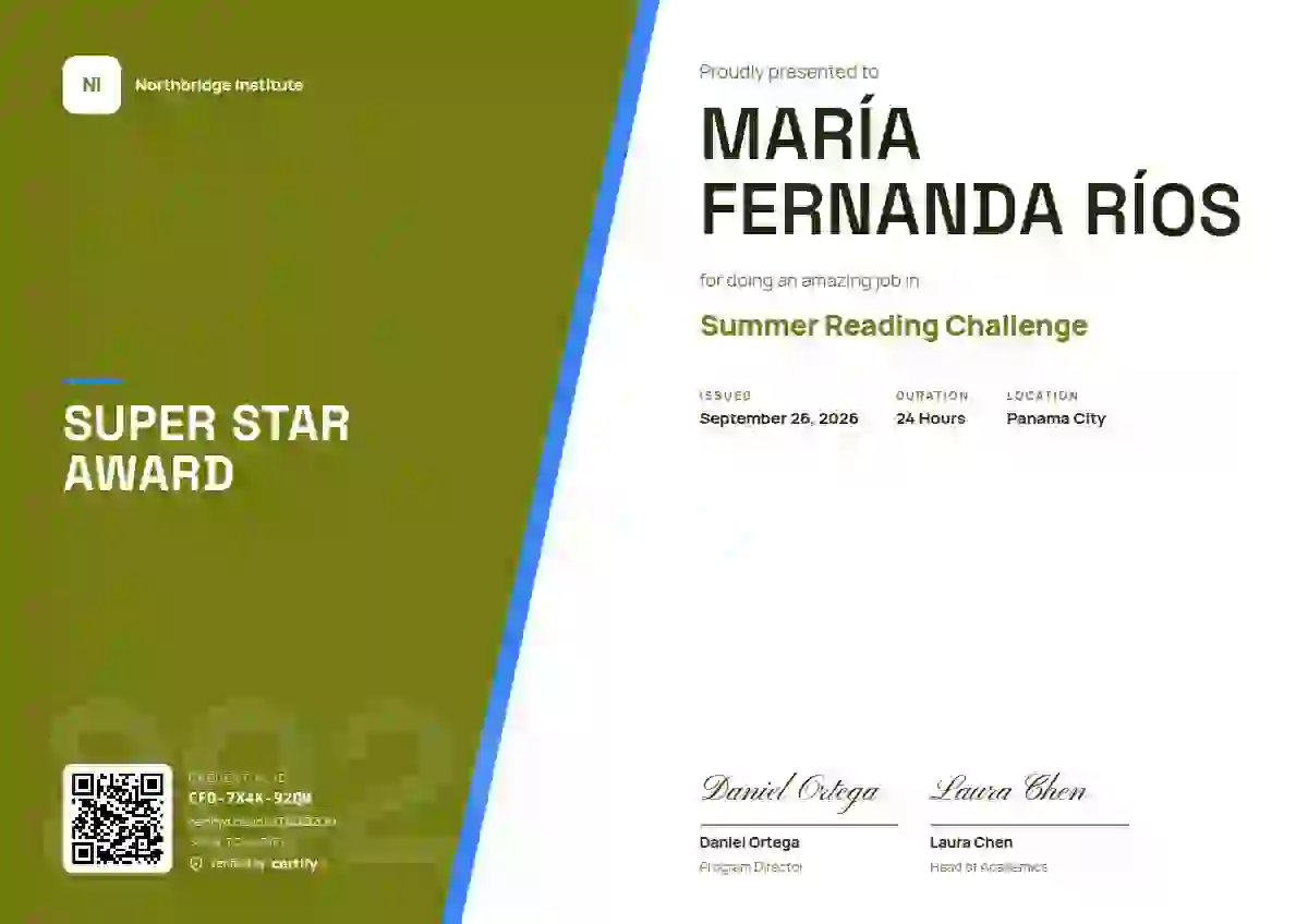 Split Panel Lime Steep Cut school and kids certificate template