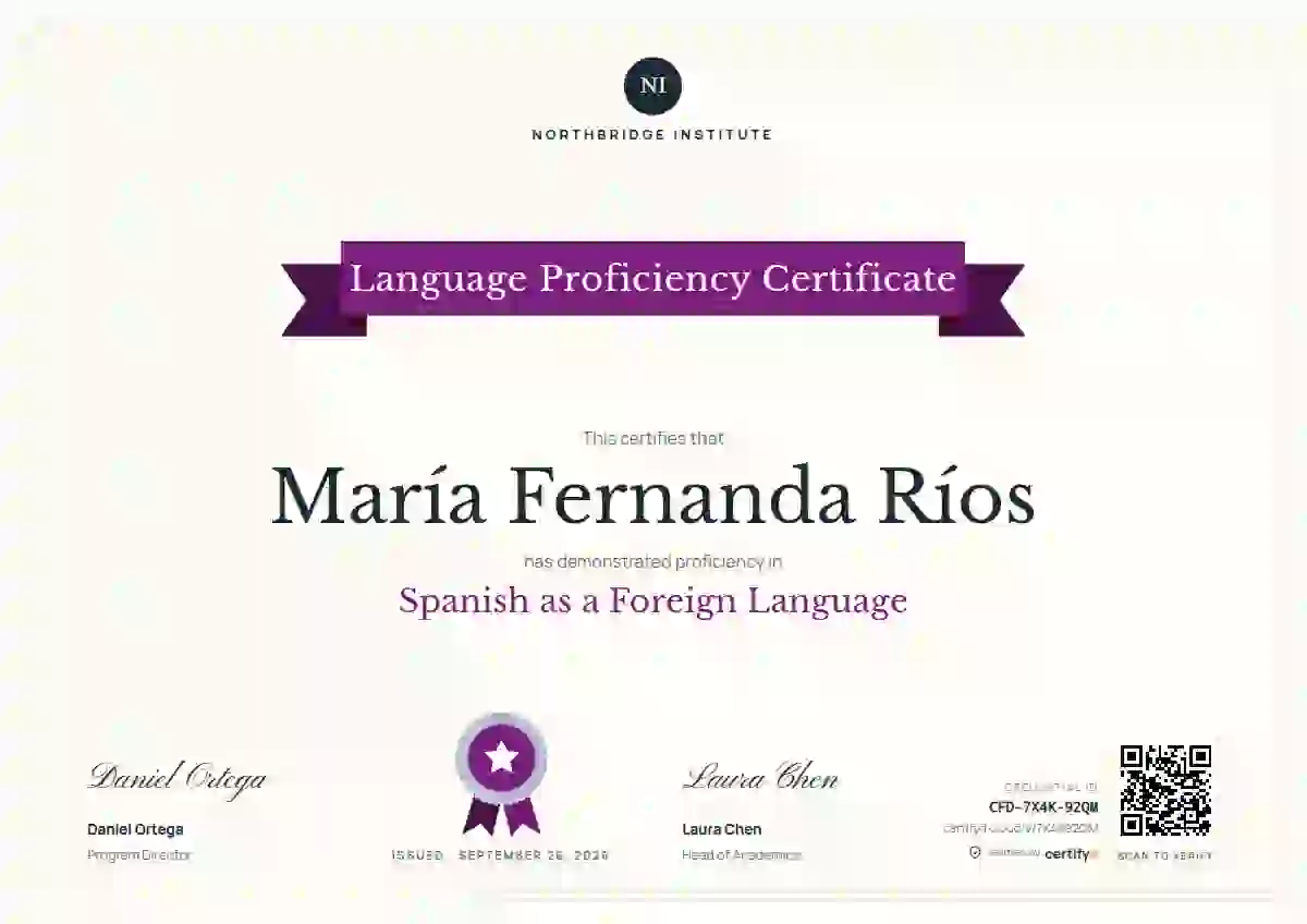 Ribbon Banner Plum Silver Soft language proficiency certificate template