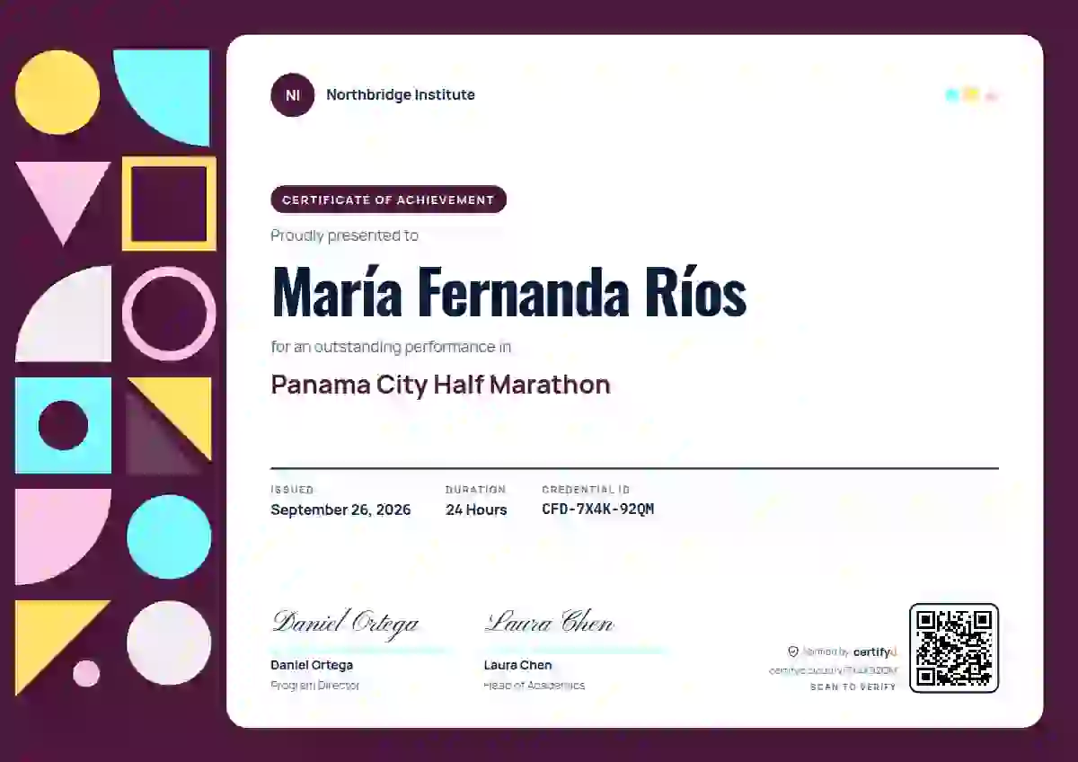 Plantilla de certificado Geometric Magenta Oswald Manrope de deportes