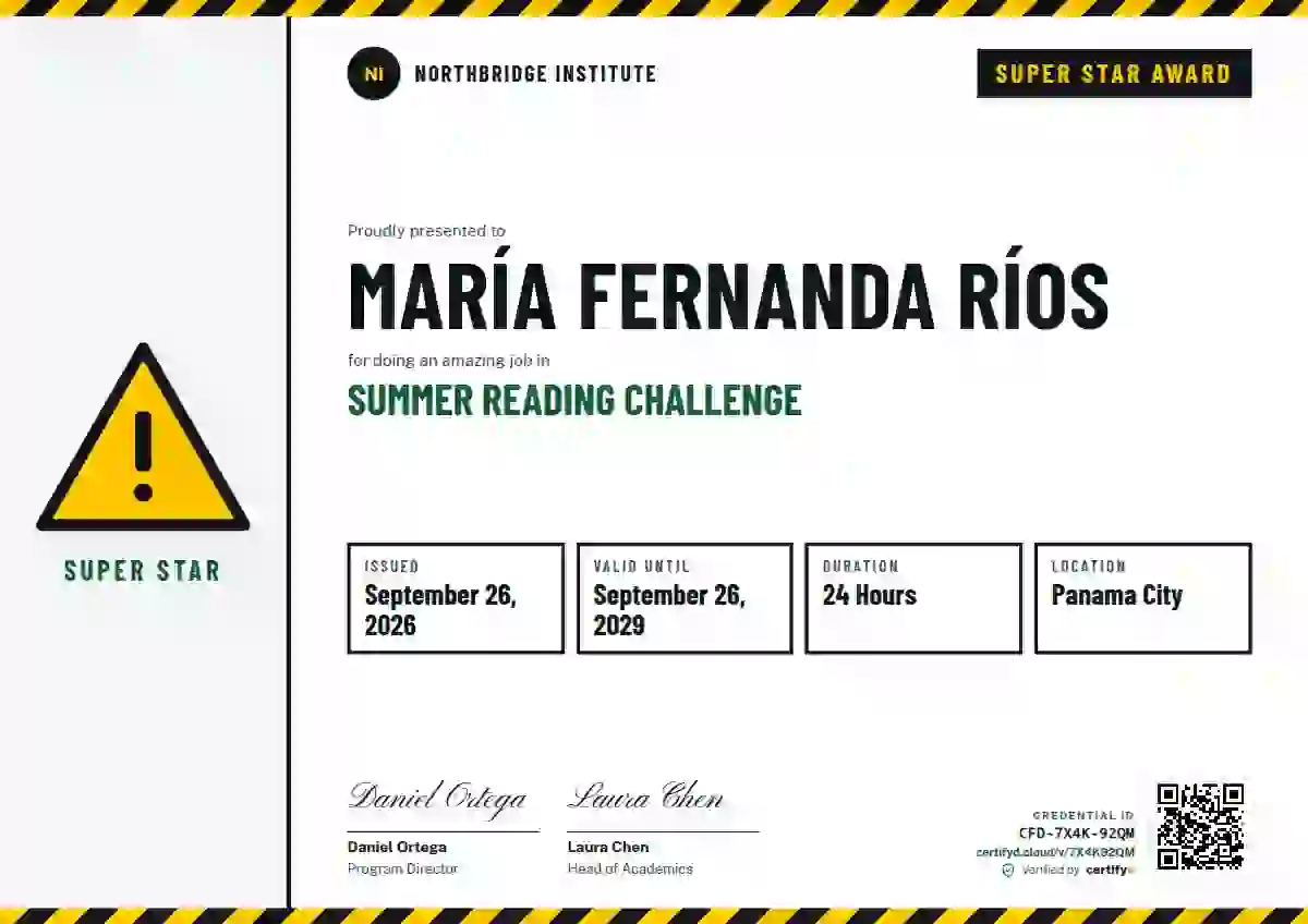 Plantilla de certificado Safety Card Jade Thin Stripes de escuela y niños