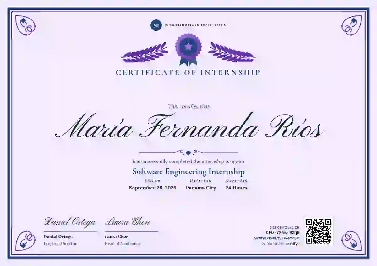 Plantilla de certificado Diploma de Honor Azure Bold Frame de pasantía