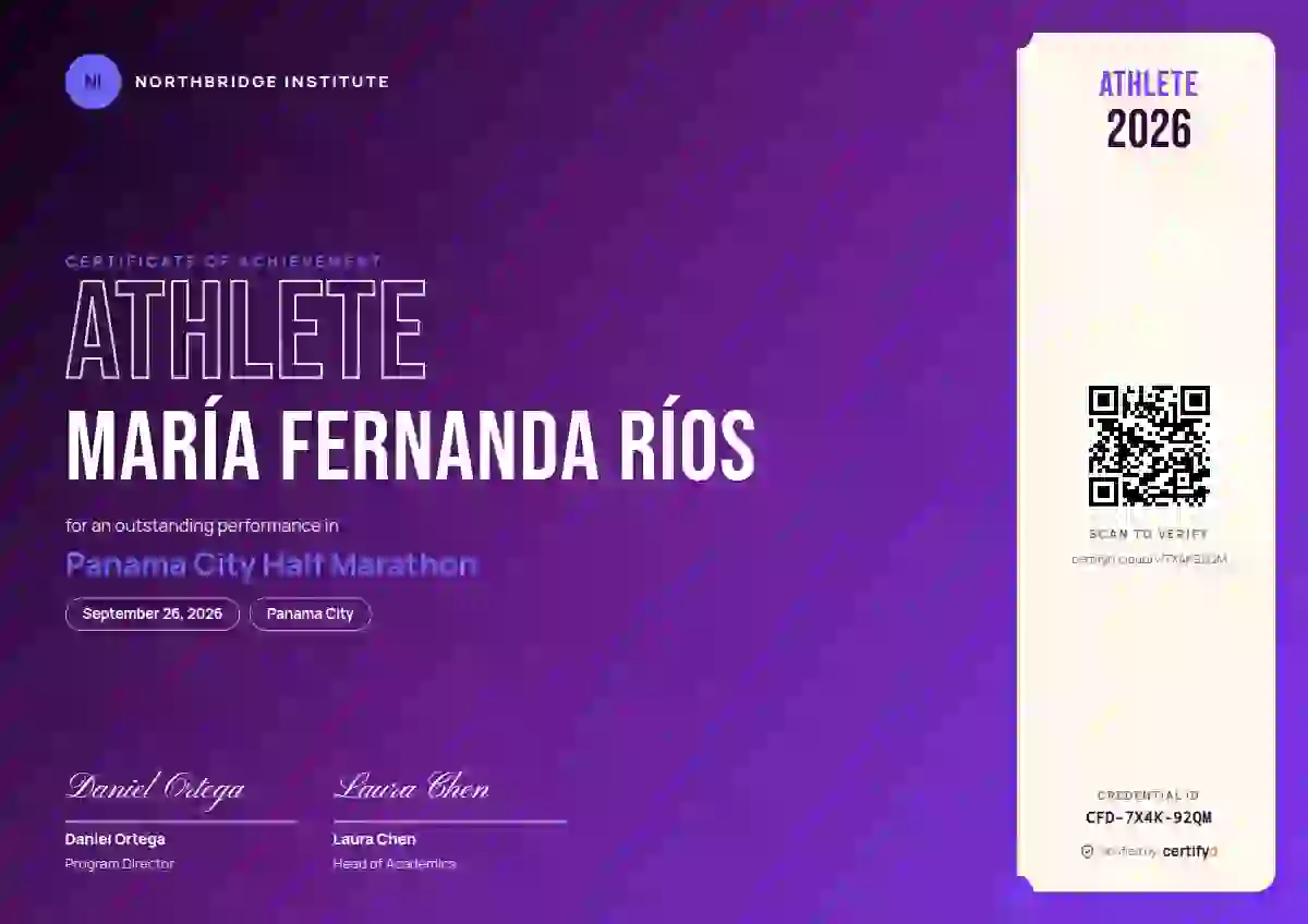 Plantilla de certificado Festival Ultramarine Plain de deportes