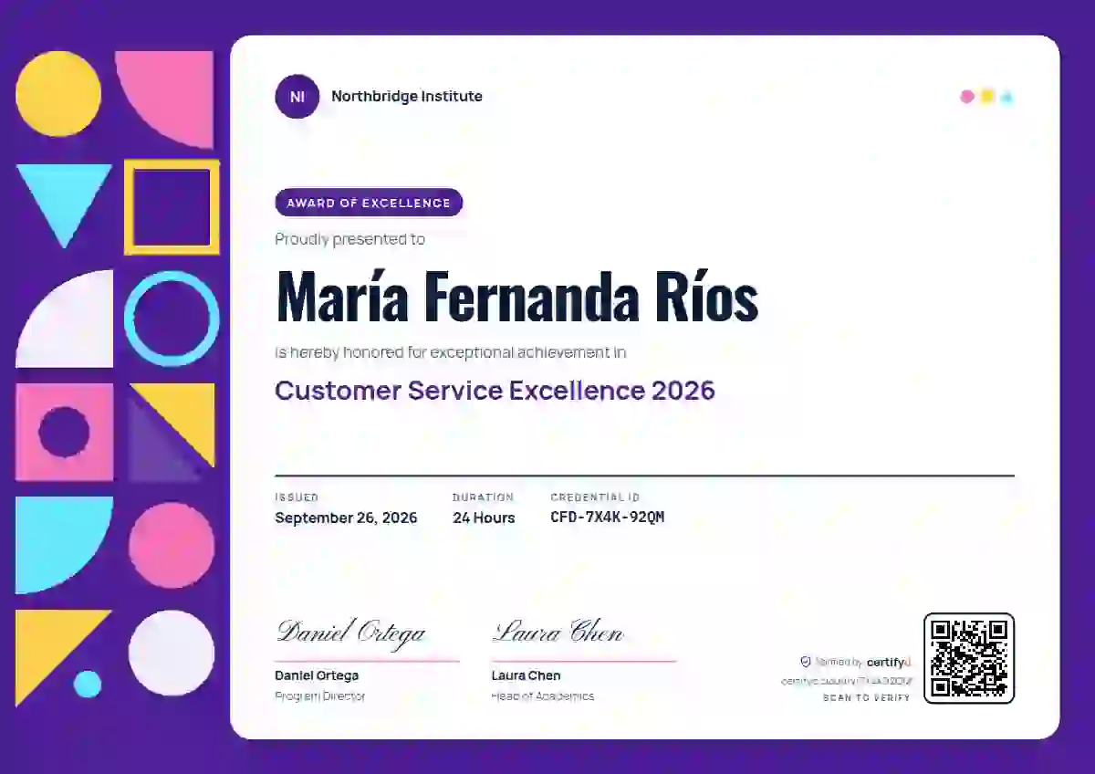 Plantilla de certificado Geometric Violet Oswald Manrope de premios y logros