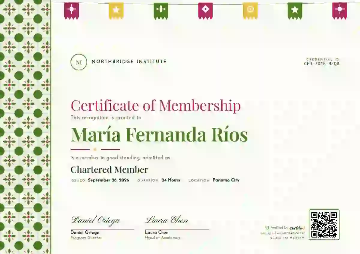 Latin Heritage Fern Wide Band membership certificate template