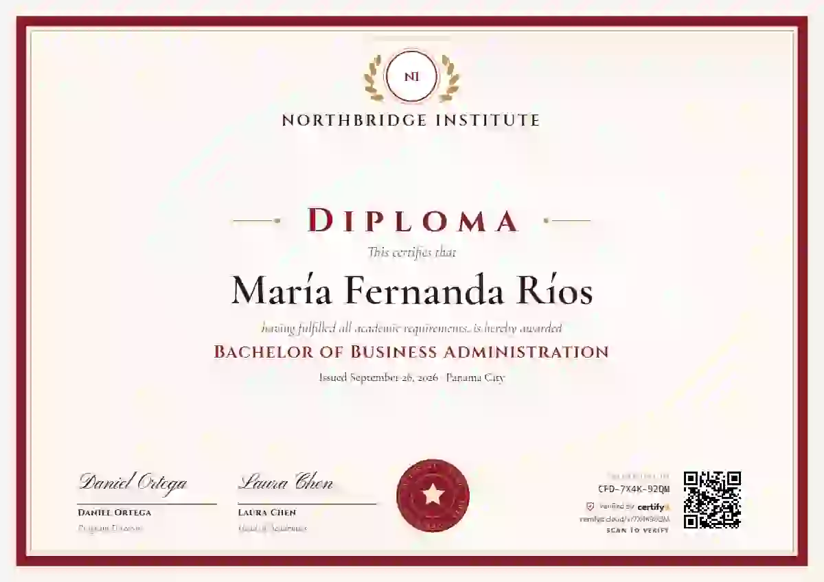 Plantilla de certificado Academic Crest Crimson de diploma académico
