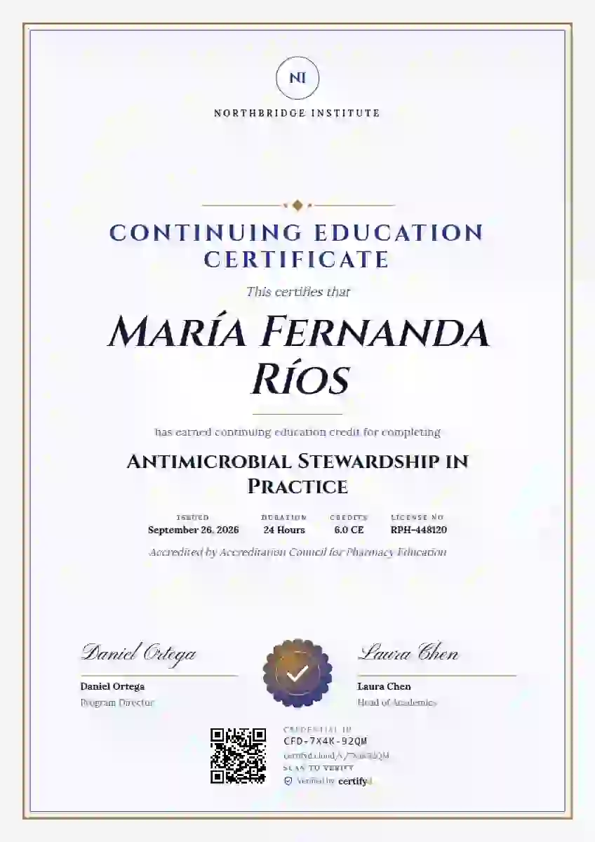 Portrait Classic Ultramarine No Flourish continuing education certificate template