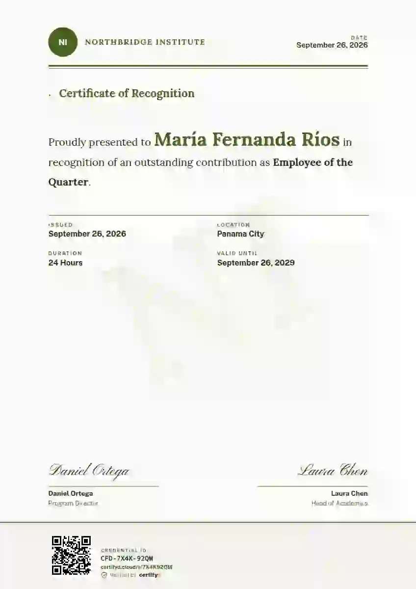 Constancia Letter Lime Wide Margin employee recognition certificate template
