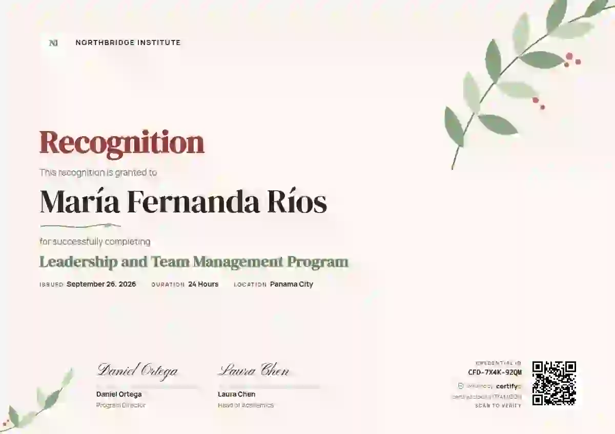 Botanical Scarlet Dmserif Manrope latin america certificate template