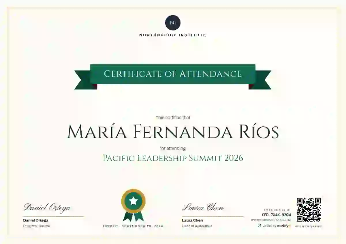 Plantilla de certificado Ribbon Banner Emerald Soft de asistencia a eventos