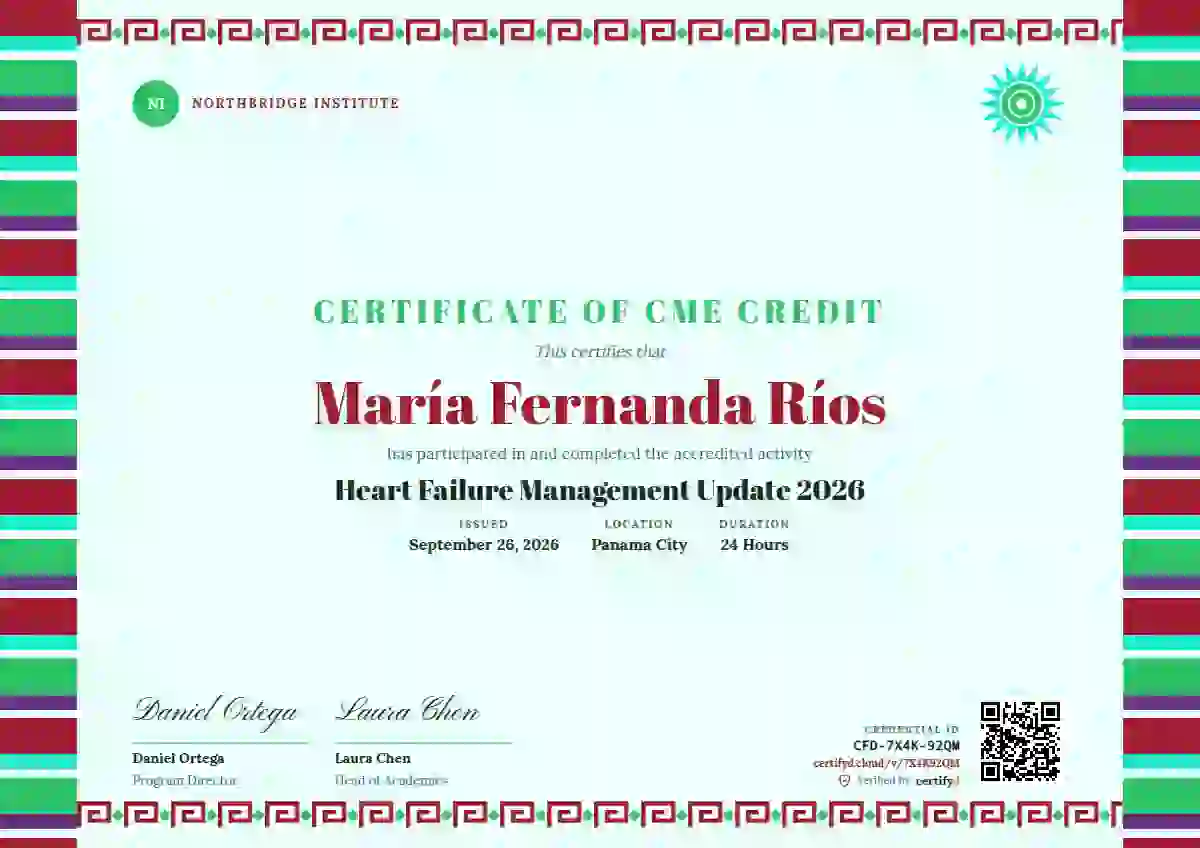 Plantilla de certificado Greca Folk Ruby Wide Stripe de salud y educación médica continua