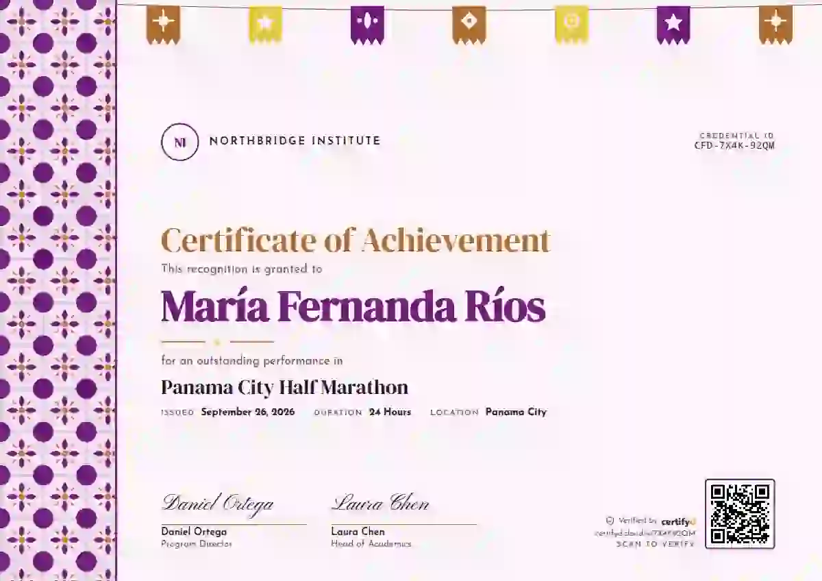 Latin Heritage Orchid Wide Band sports certificate template
