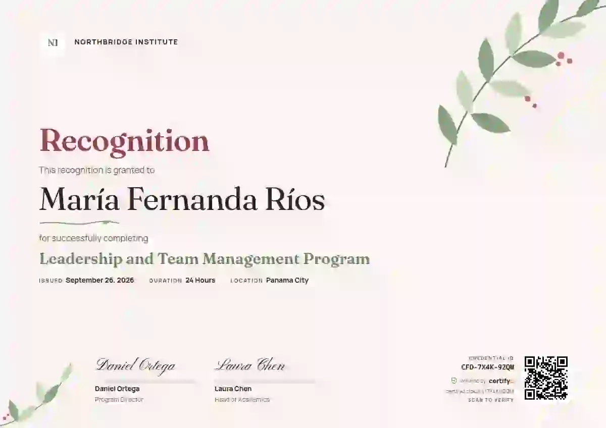 Botanical Blush latin america certificate template
