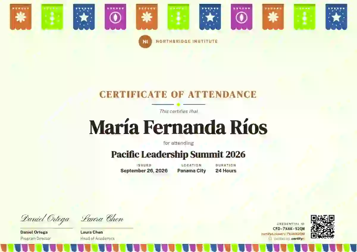 Papel Picado Tangerine No Rope event attendance certificate template