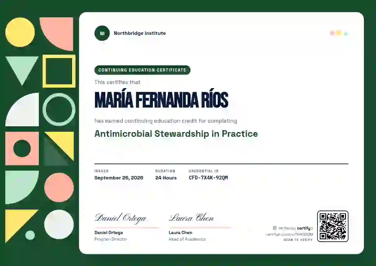 Geometric Forest Bebas Spacegrotesk continuing education certificate template