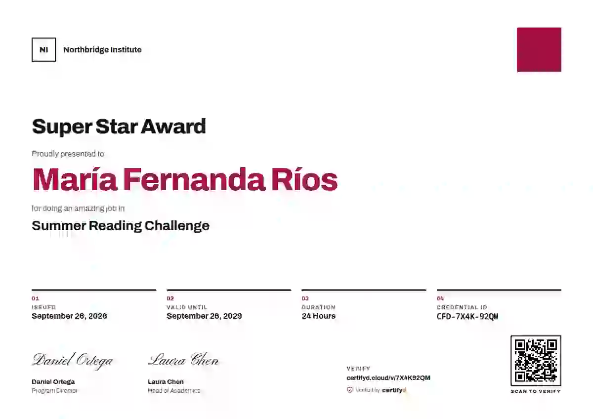 Swiss Grid Pink Large Square school and kids certificate template