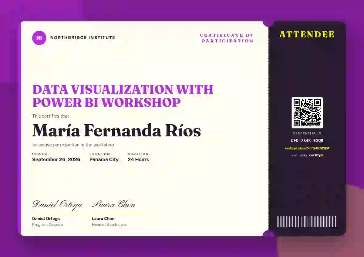 Workshop Ticket Orchid Narrow Stub webinar and workshop certificate template