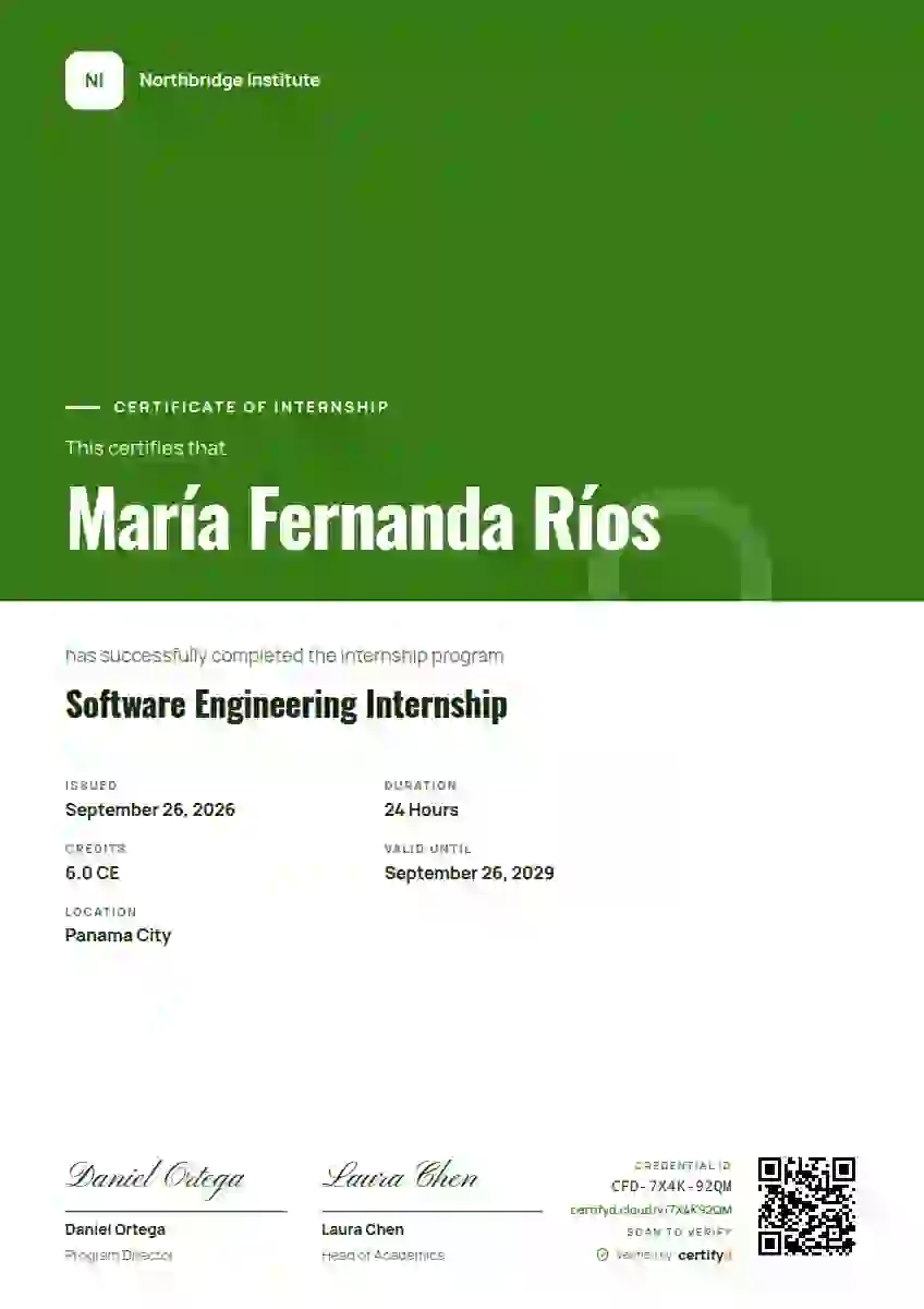 Portrait Modern Fern No Shape internship certificate template