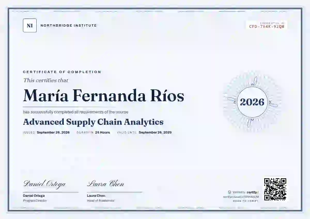 Guilloche Navy Thin Frame course completion certificate template