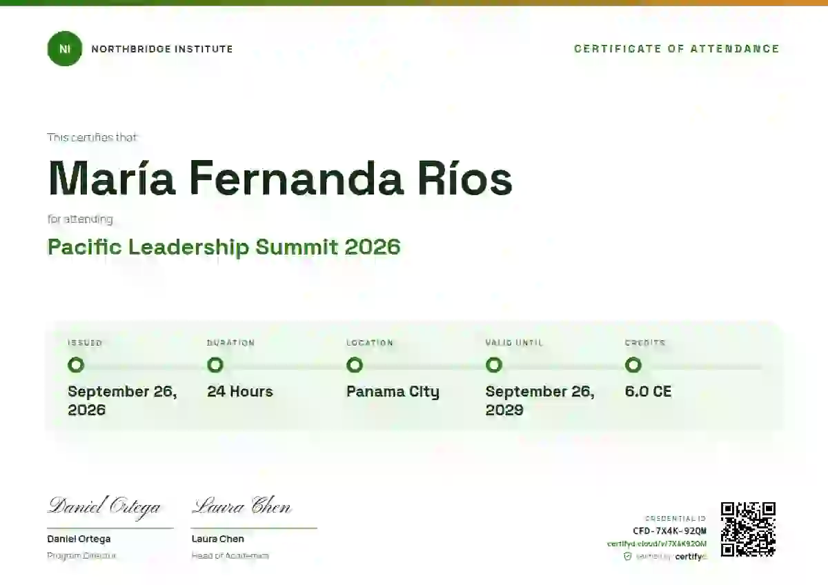 Plantilla de certificado Training Timeline Fern Thin Bar de asistencia a eventos