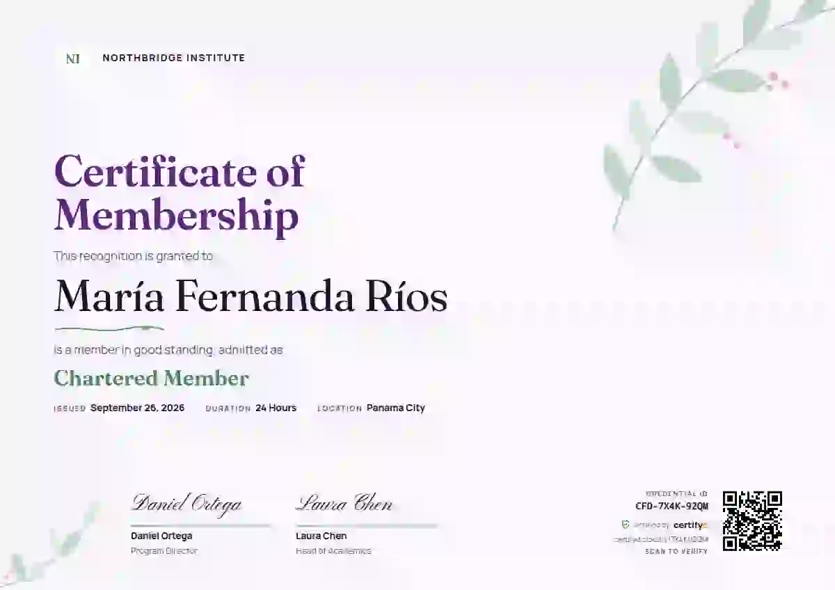 Botanical Lavender Faint Leaves membership certificate template