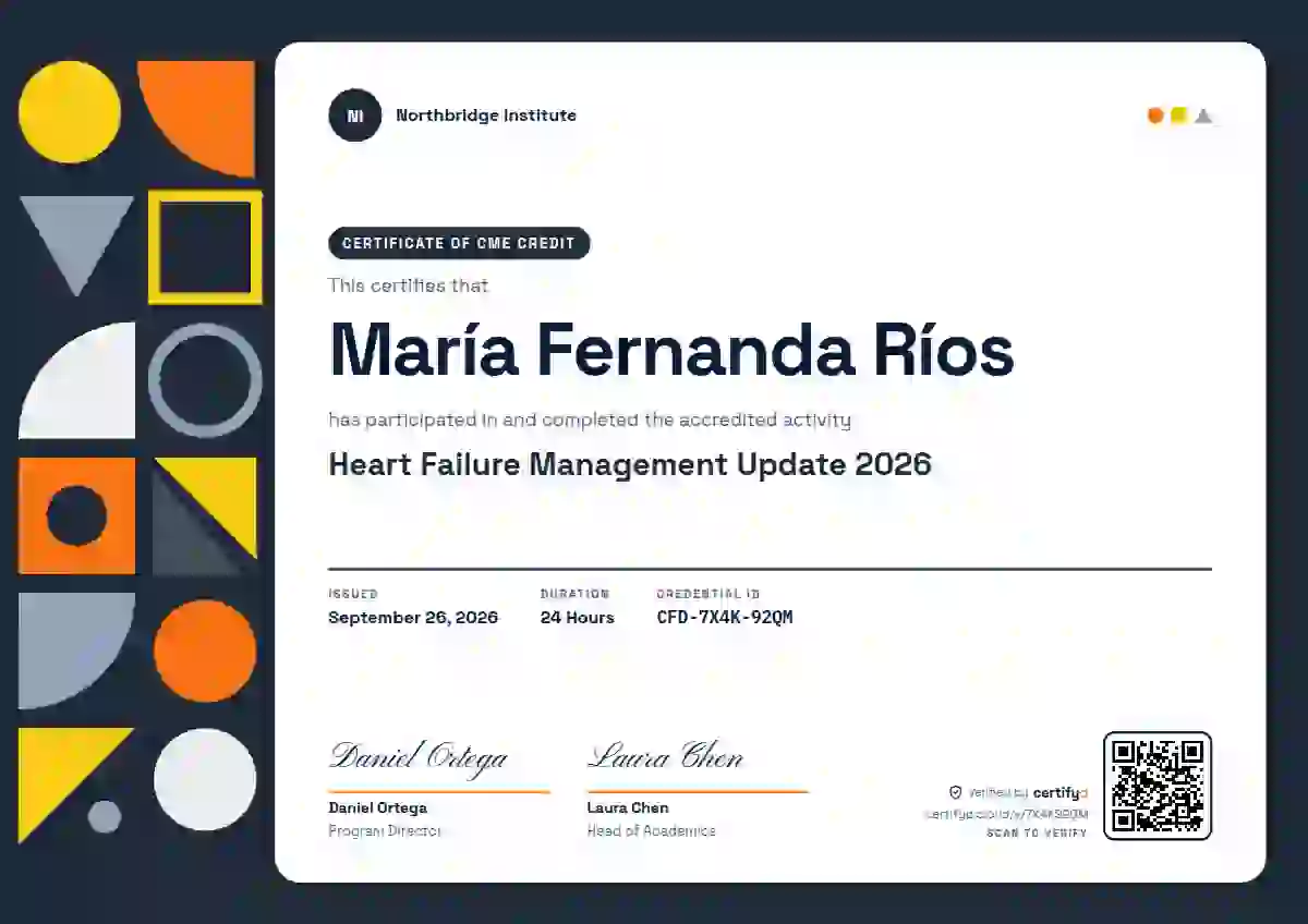 Plantilla de certificado Geometric Graphite HealthcareCme de salud y educación médica continua