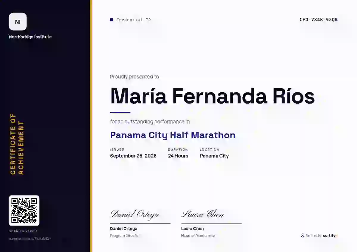 Vertical Sidebar Indigo Wide Side sports certificate template