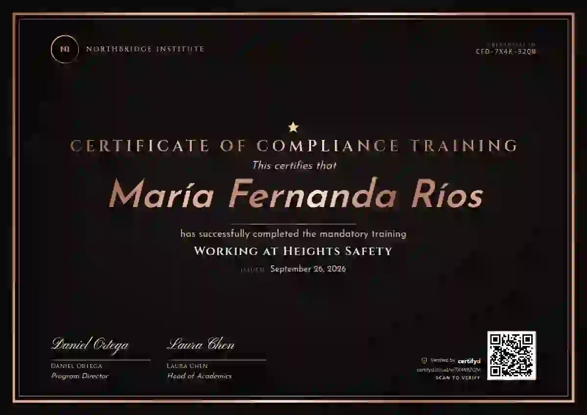 Plantilla de certificado Luxury Foil Rose Gold Heavy Foil de cumplimiento y seguridad