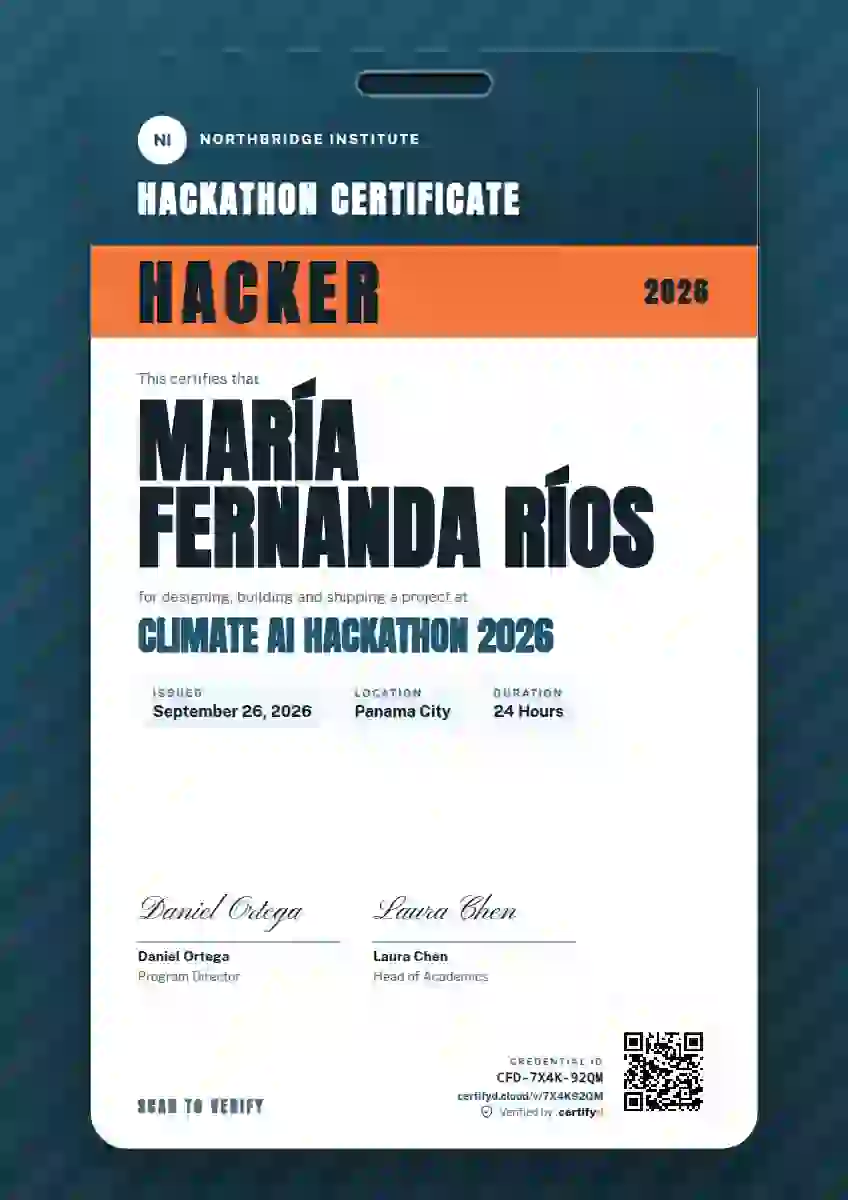 Speaker Pass Cerulean Wide Margin hackathon certificate template
