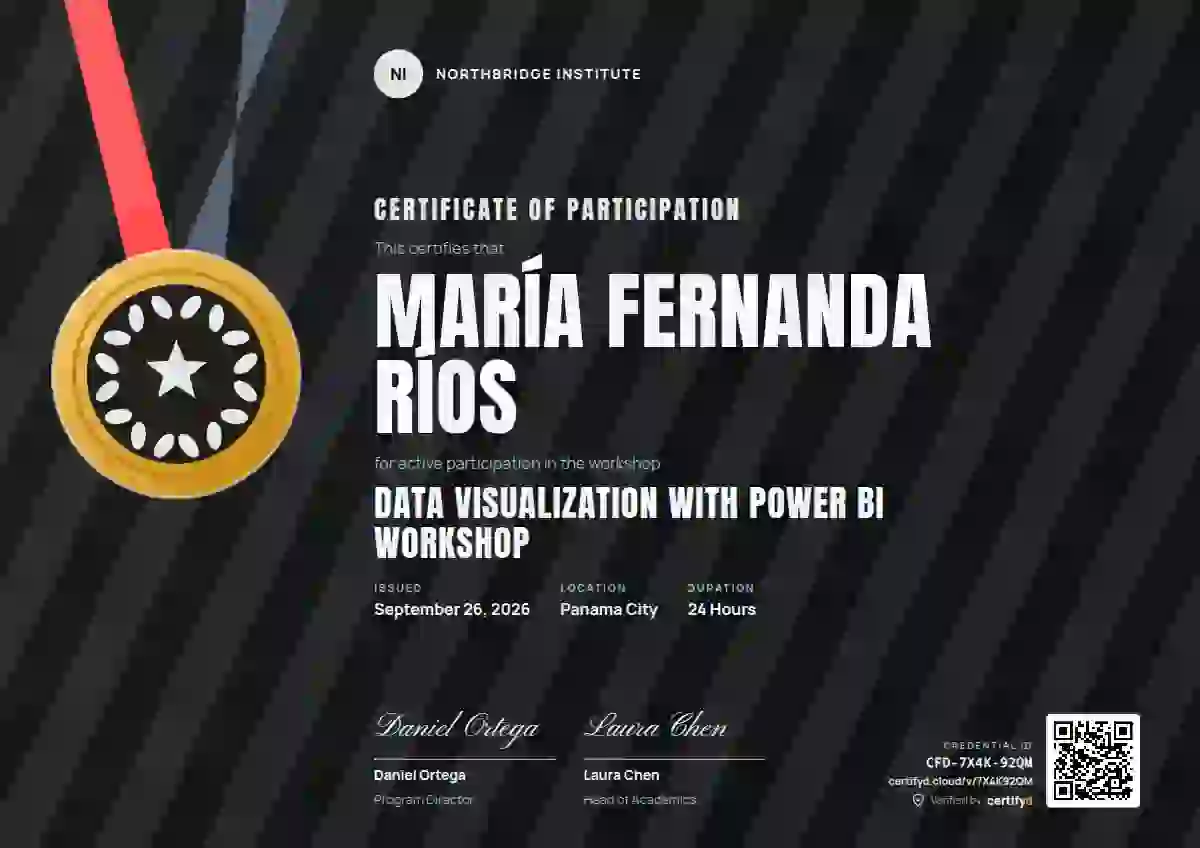 Sports Medal Graphite Bold Stripes webinar and workshop certificate template