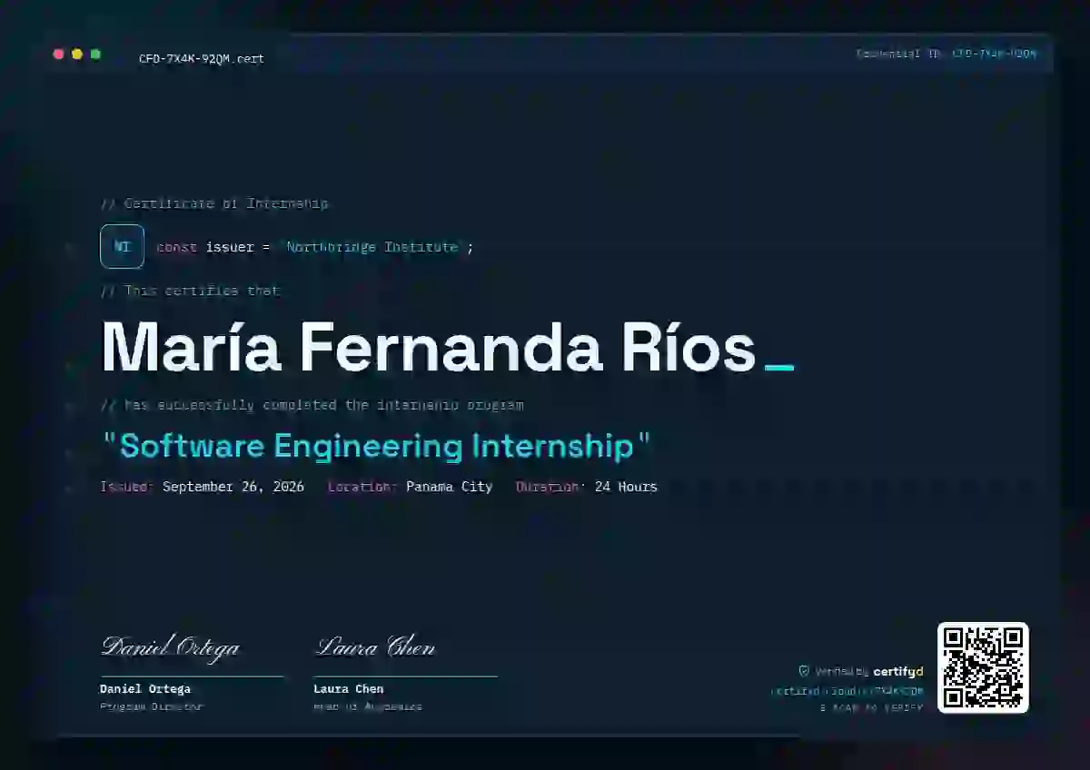 Tech Mono Cyan internship certificate template