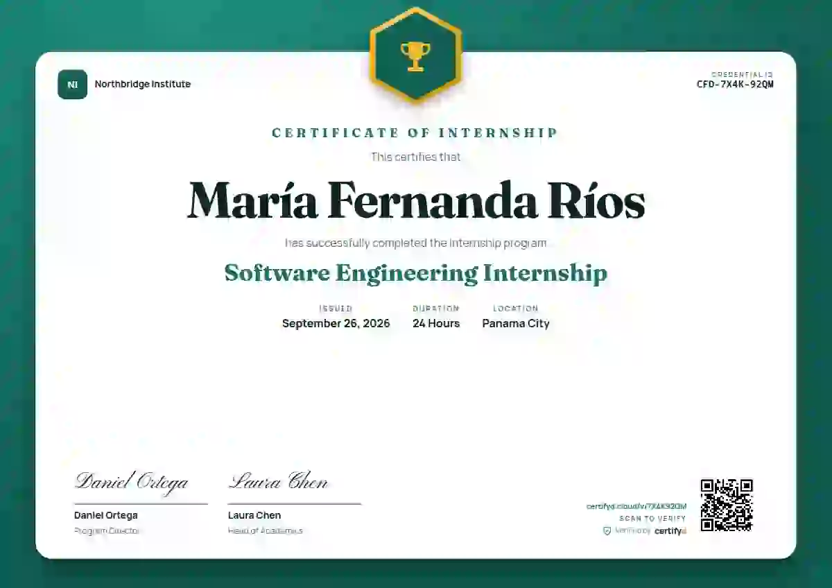 Plantilla de certificado Icon Badge Seafoam No Halo de pasantía