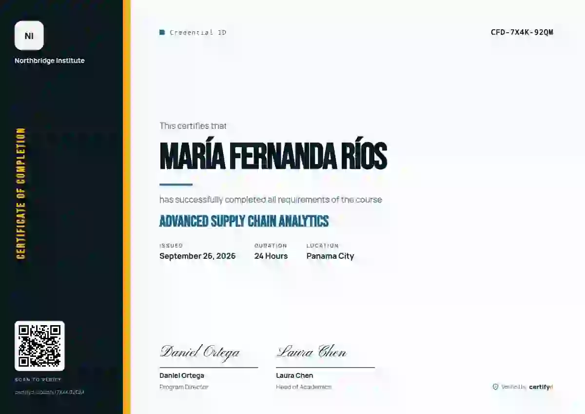 Vertical Sidebar Cerulean Bold Stripe course completion certificate template