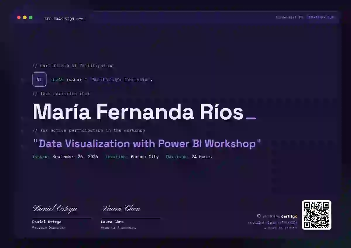 Tech Mono Violet webinar and workshop certificate template