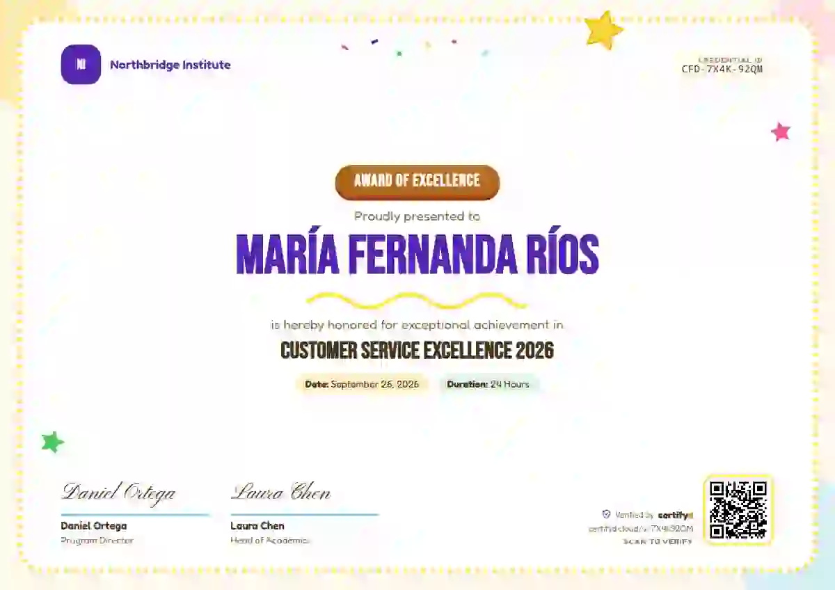 Playful Sunrise Dotted awards and achievement certificate template
