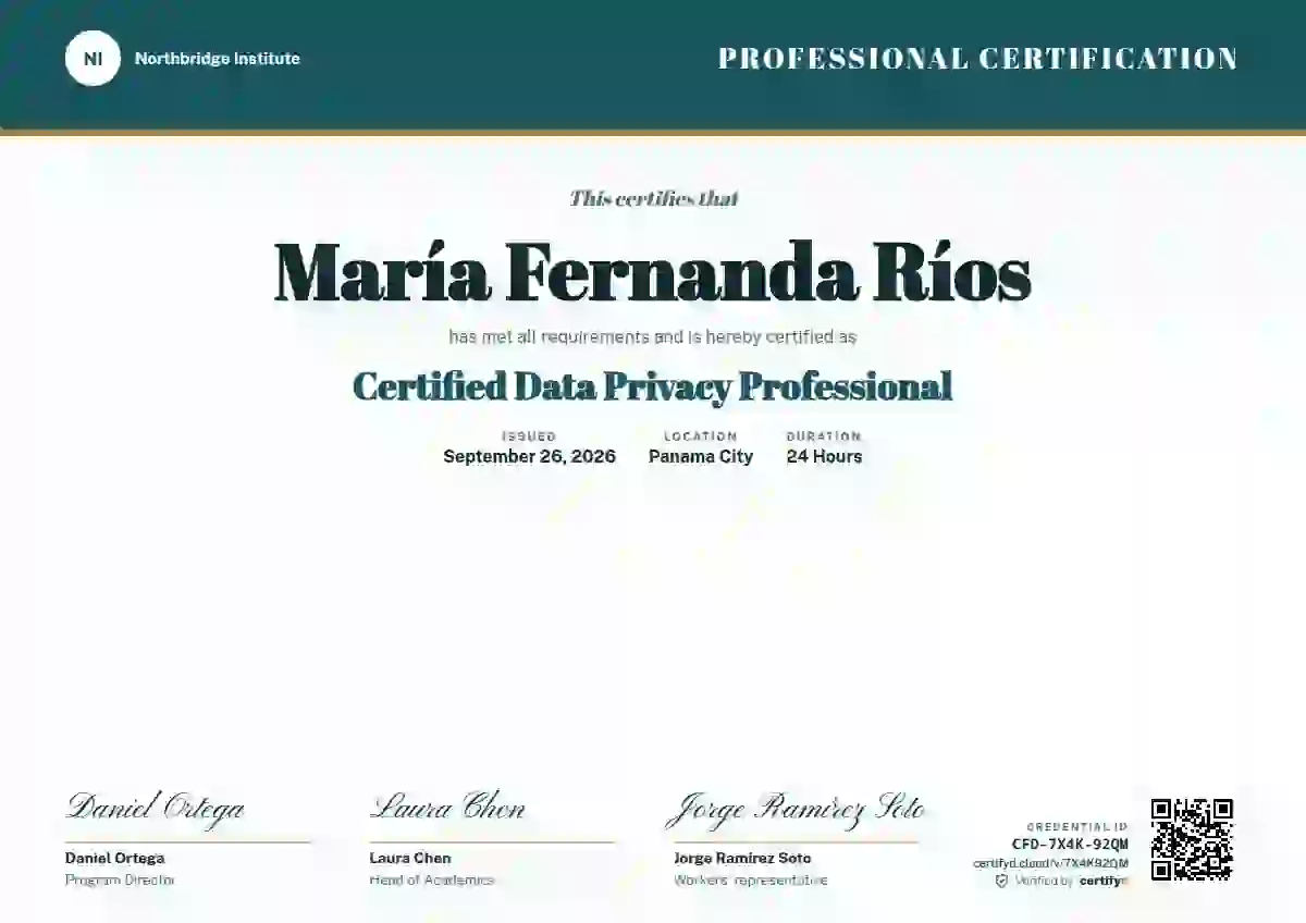Plantilla de certificado Triple Signature Teal No Emblem de certificación profesional